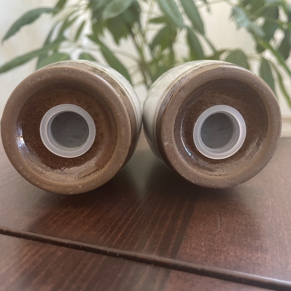 Handmade Ceramic Grey and Brown Salt and Pepper Shaker with Large Holes - Picture 6 of 6